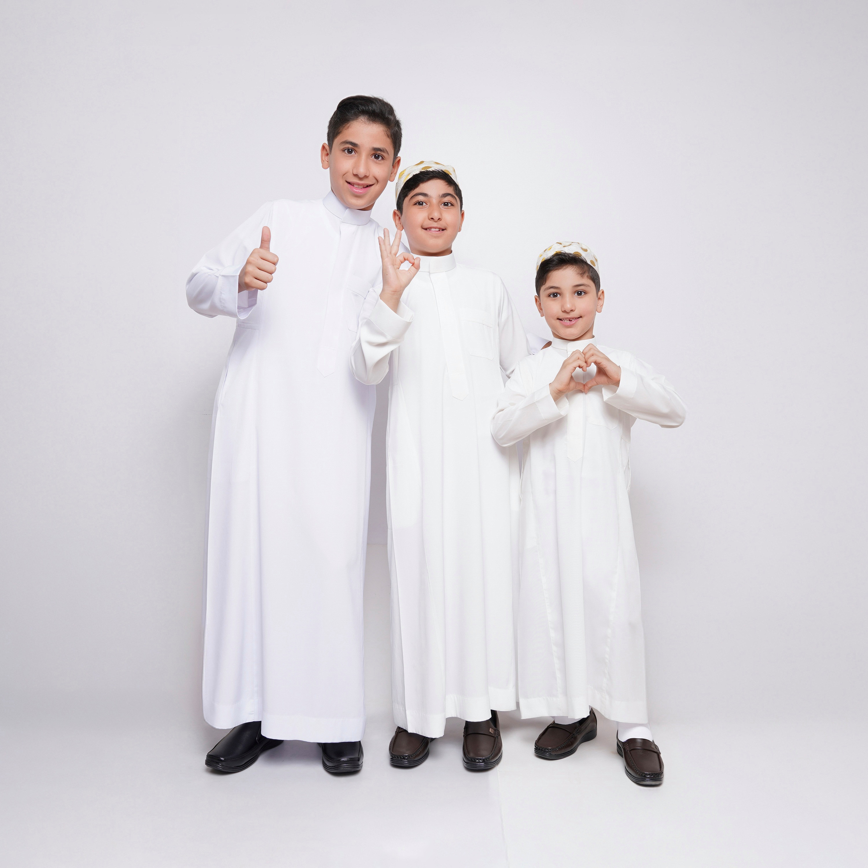 My School Solid Patch Pocket Saudi Thobe with Quarter-Stand Fabric - Cream-boys-arabicclothing-thobes-image-5