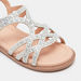 Little Missy Embellished Flat Sandals with Hook and Loop Closure-Girl%27s Sandals-thumbnailMobile-2