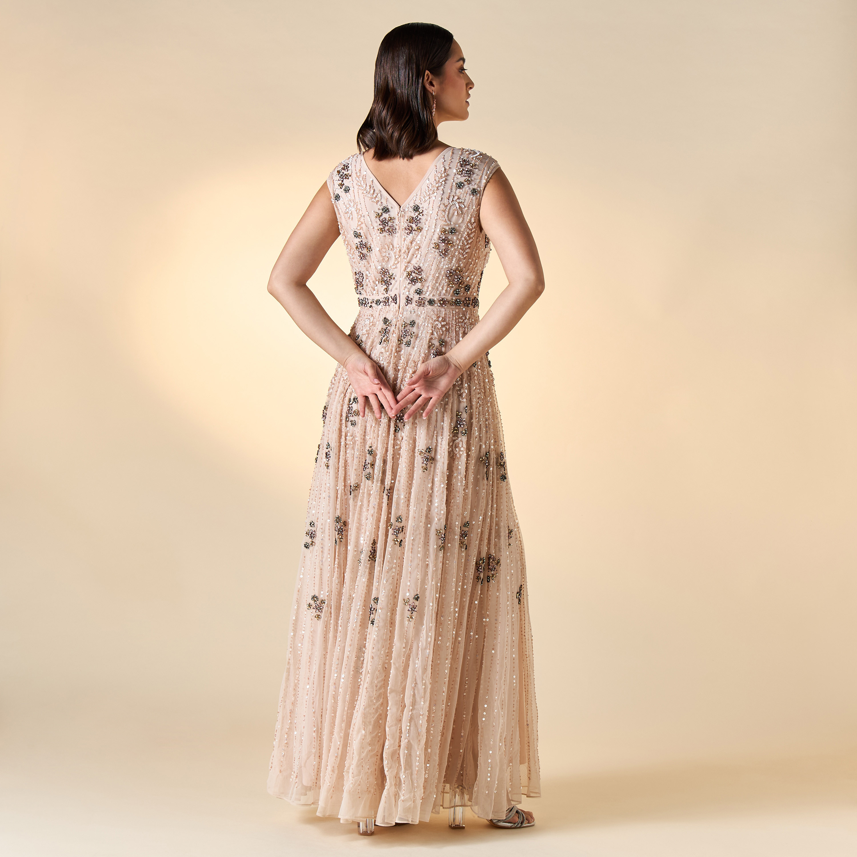 Amelia Rose All-Over Embellished Sleeveless Dress with Plunge Neck-women-clothing-dresses-image-3