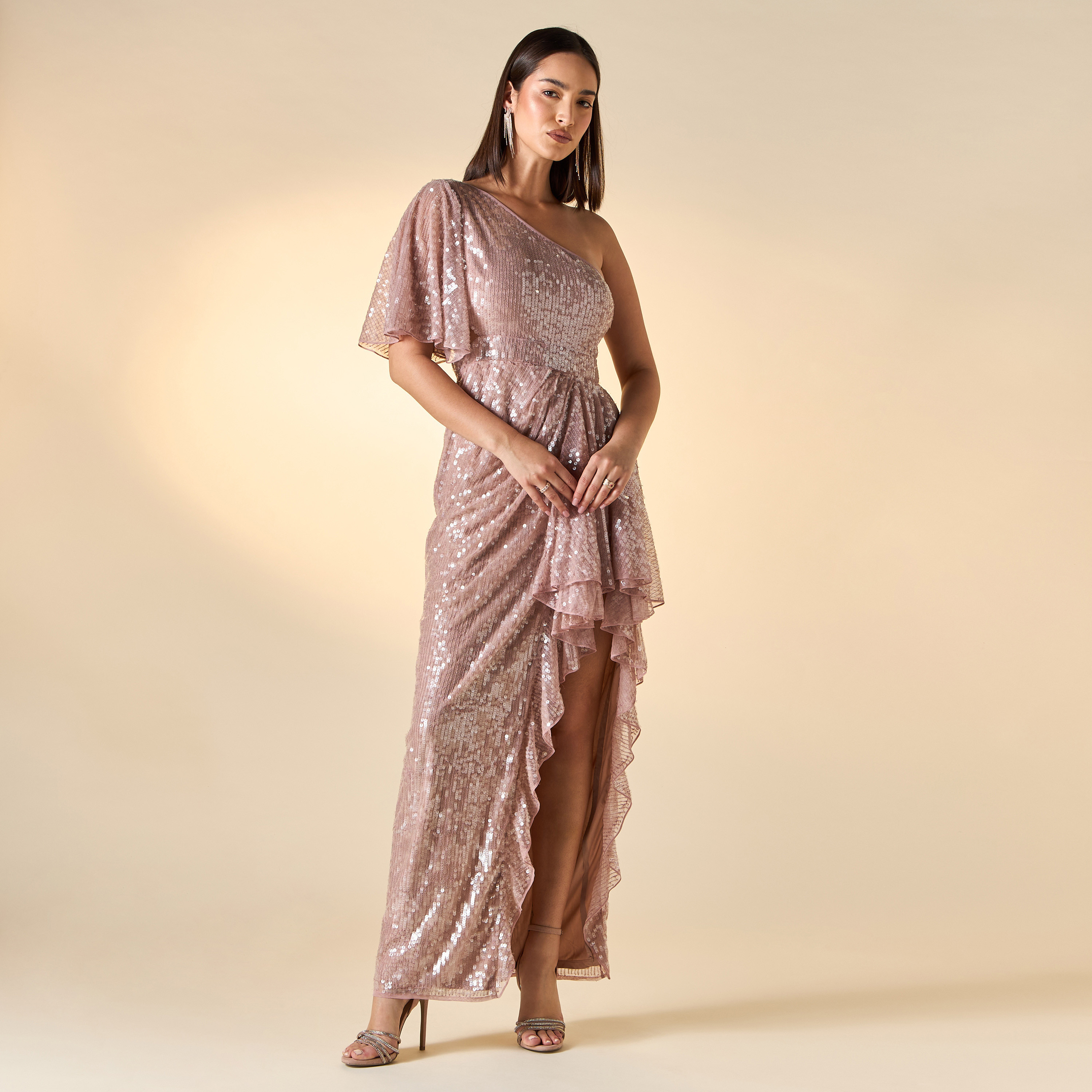 Amelia Rose All-Over Embellished One Shoulder Dress-women-clothing-dresses-image-1