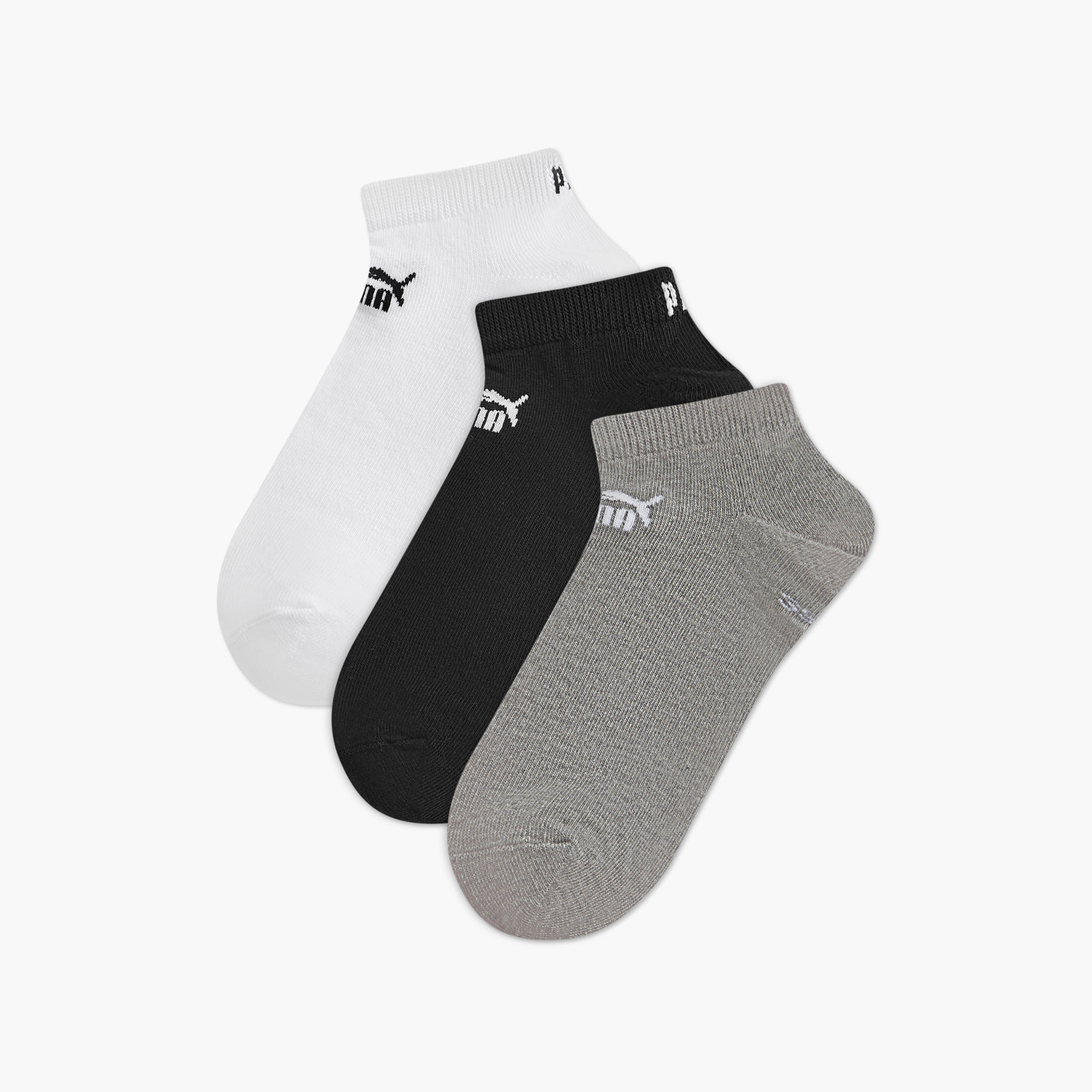 طقم جوارب 3 أزواج بطول الكاحل وبطبعات شعار من بوما-men-socks-image-1