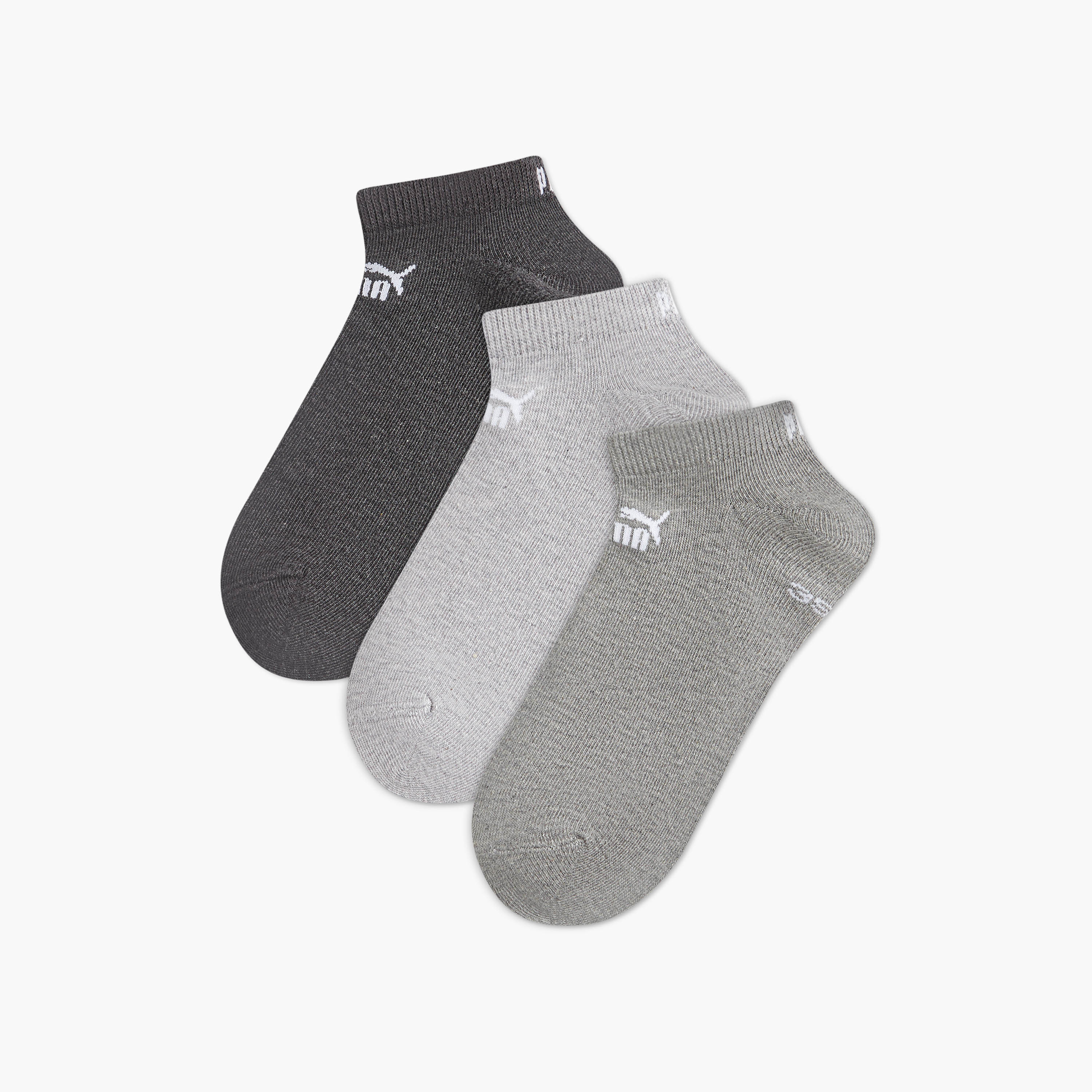 Shop PUMA Logo Print Ankle Length Socks - Set of 3 Online | Splash UAE