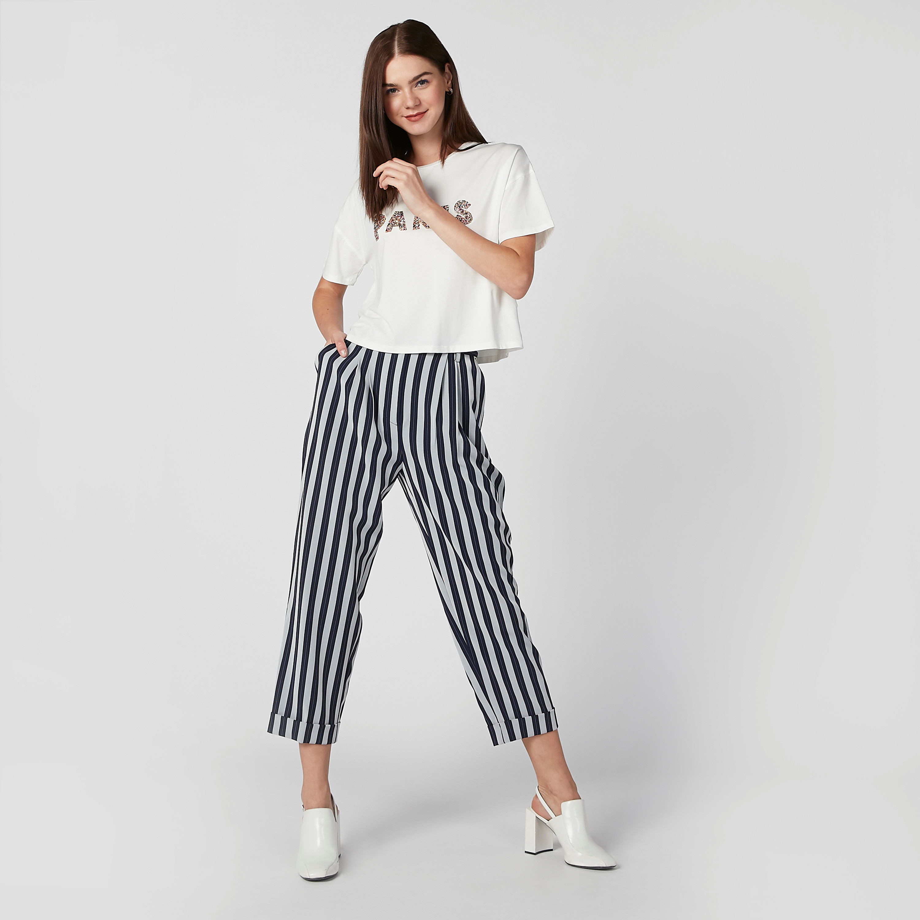 Striped Trousers with Pocket Detail and Belt Loops-women-clothing-trousers-image-2