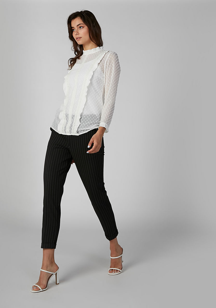 Striped Formal Trousers with Side Pockets and Belt Loops-Pants-image-2