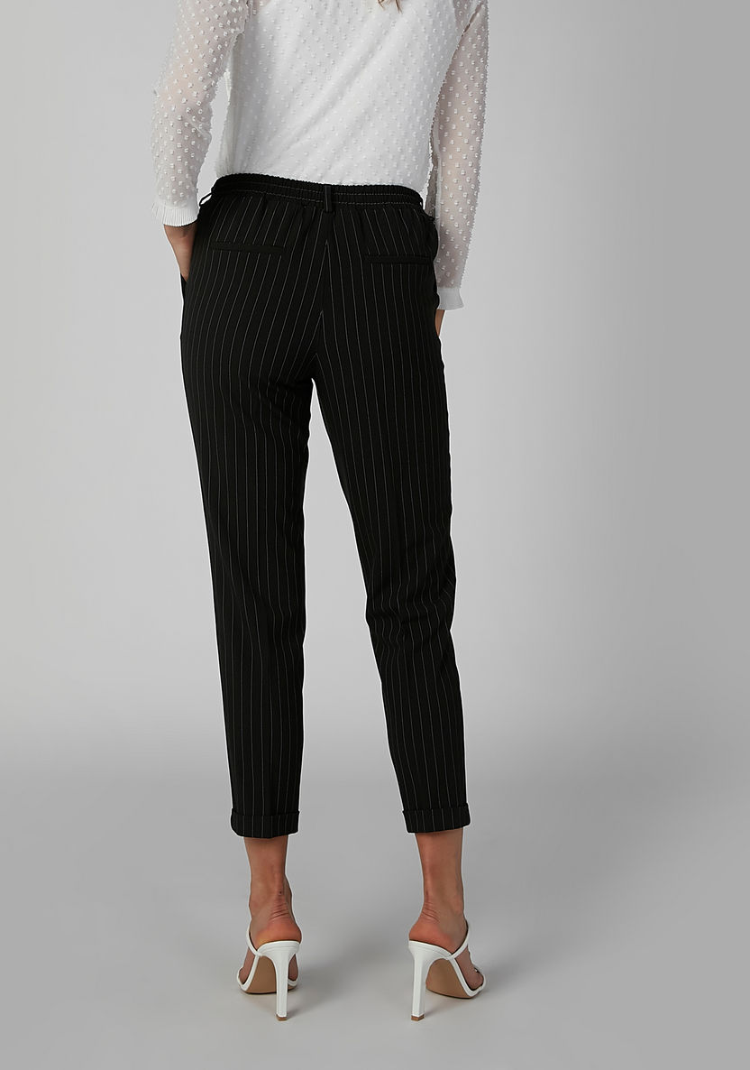 Striped Formal Trousers with Side Pockets and Belt Loops-Pants-image-4