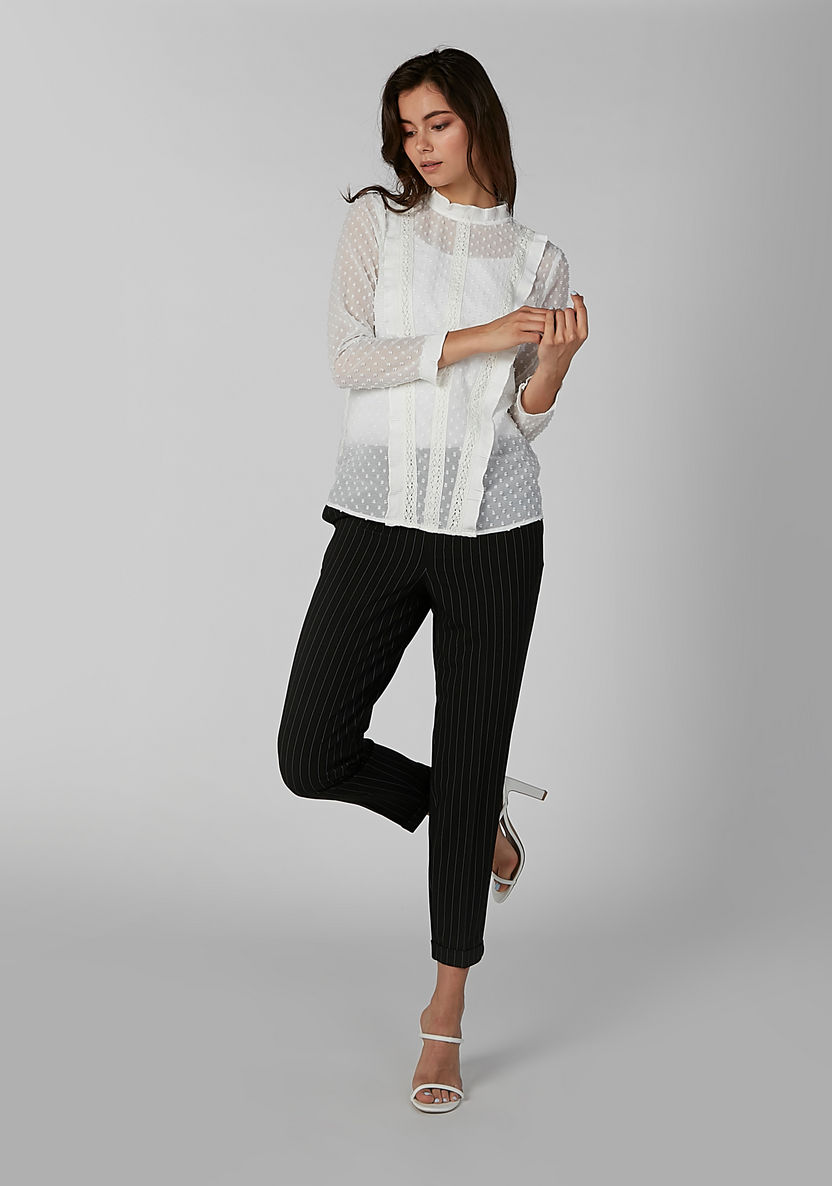 Striped Formal Trousers with Side Pockets and Belt Loops-Pants-image-5