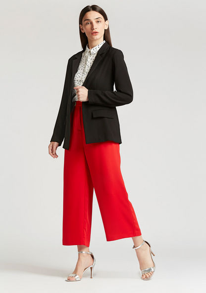 Wide Fit Solid Mid-Rise Culottes with Pocket Detail