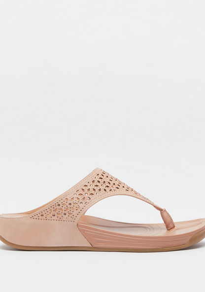Le Confort Cutout Detail Slip-On Sandals with Flatform Heels-Women%27s Flat Sandals-image-0