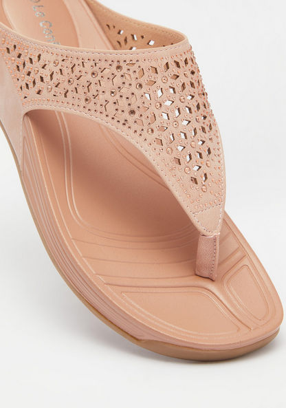 Le Confort Cutout Detail Slip-On Sandals with Flatform Heels-Women%27s Flat Sandals-image-3