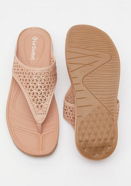 Le Confort Cutout Detail Slip-On Sandals with Flatform Heels-Women%27s Flat Sandals-image-4