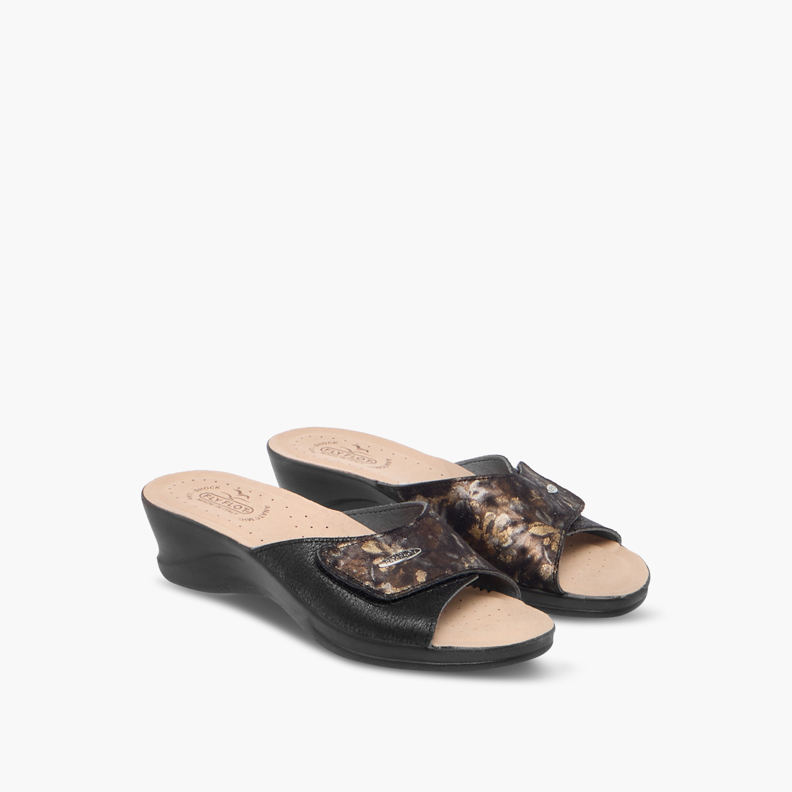 FlyFlot Textured Slip-On Comfort Sandals with Wedge Heels-women-shoes-sandals-heeled-image-1