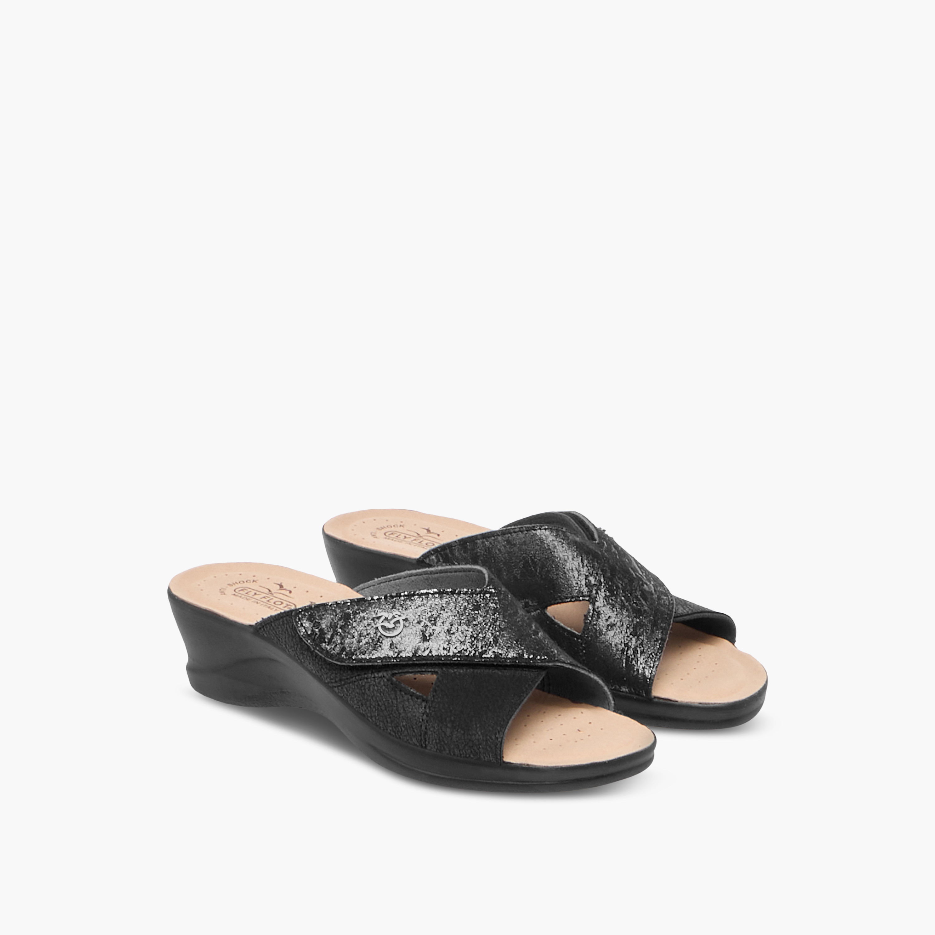 FlyFlot Cross Strap Slip-On Sandals with Wedge Heels-women-shoes-sandals-heeled-image-1