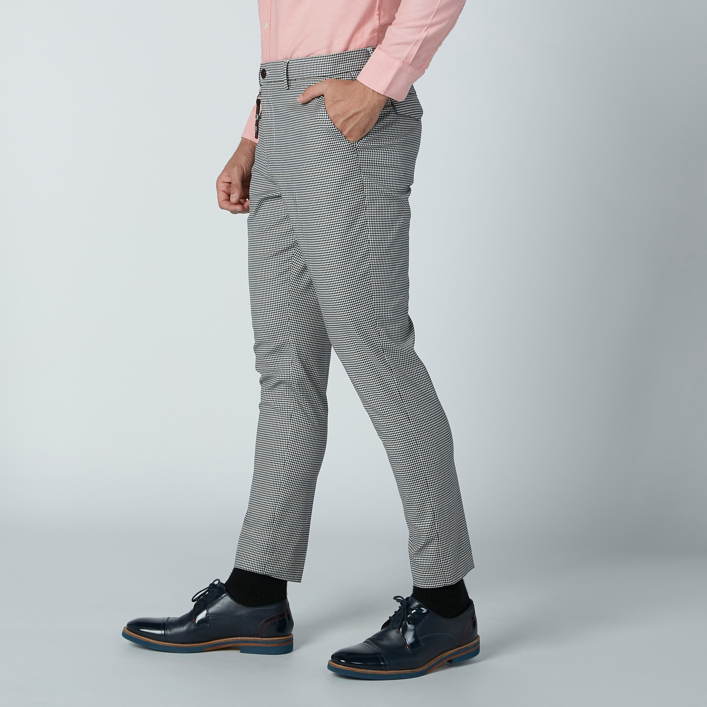 Slim sales checked trousers