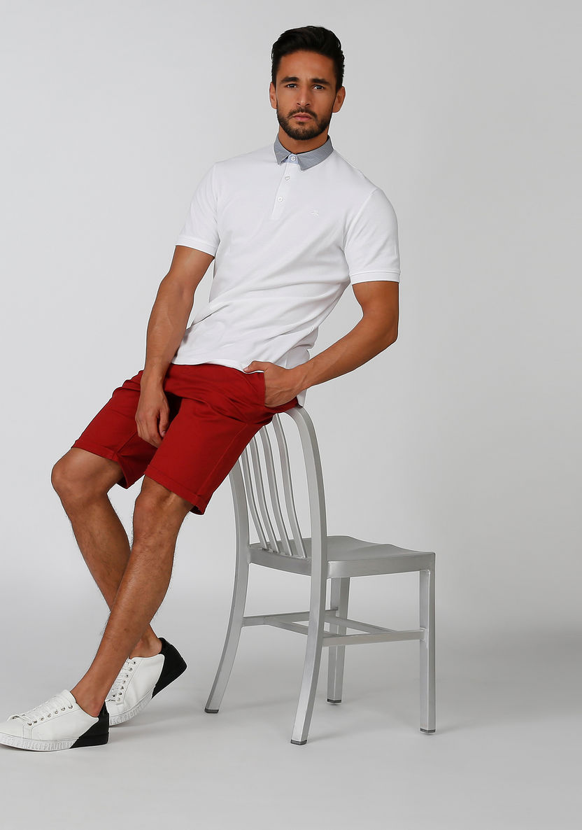 Slim Fit Sustainable Plain Mid Waist Shorts with Pocket Detail-Shorts-image-1