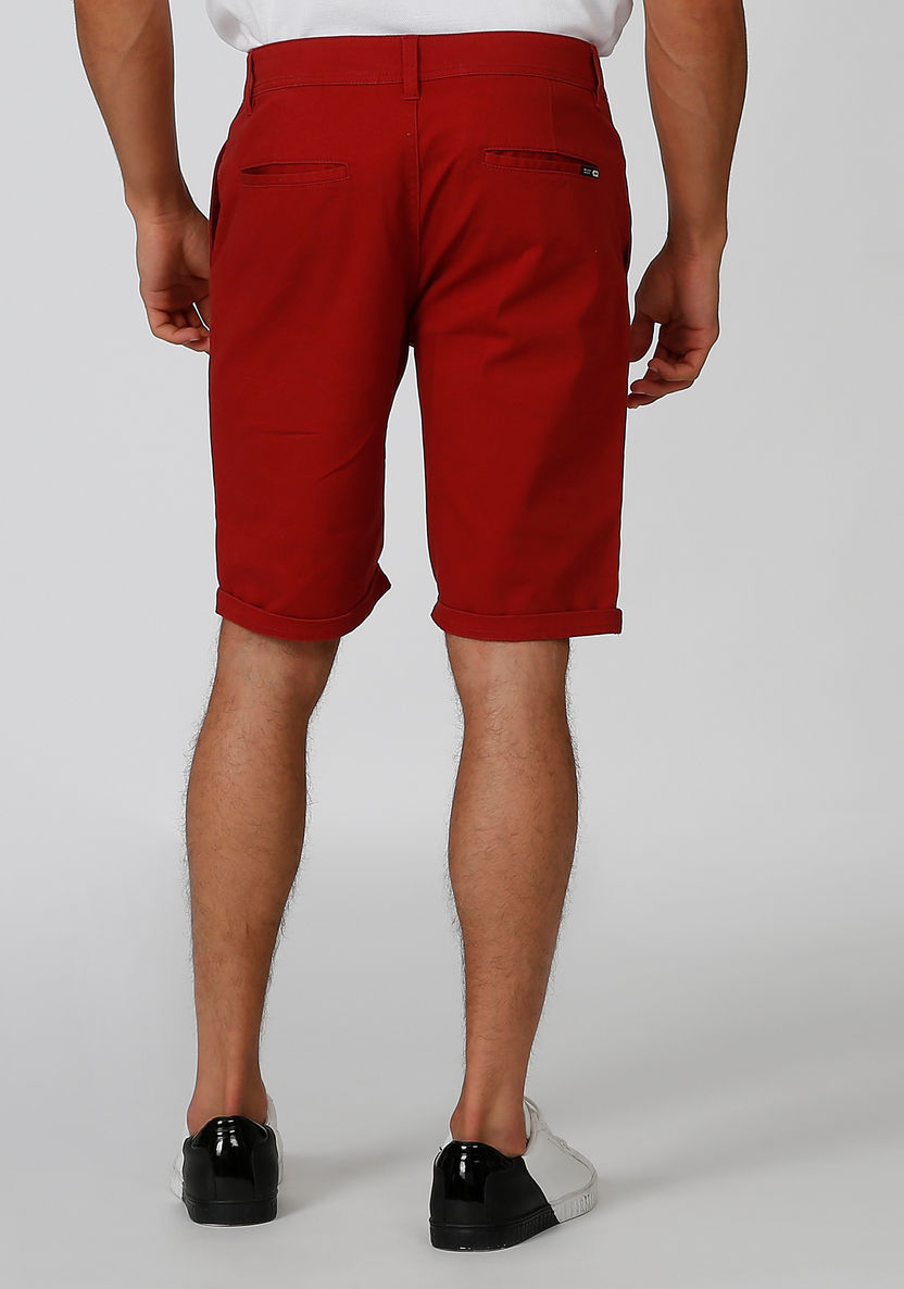 Slim Fit Sustainable Plain Mid Waist Shorts with Pocket Detail-Shorts-image-2