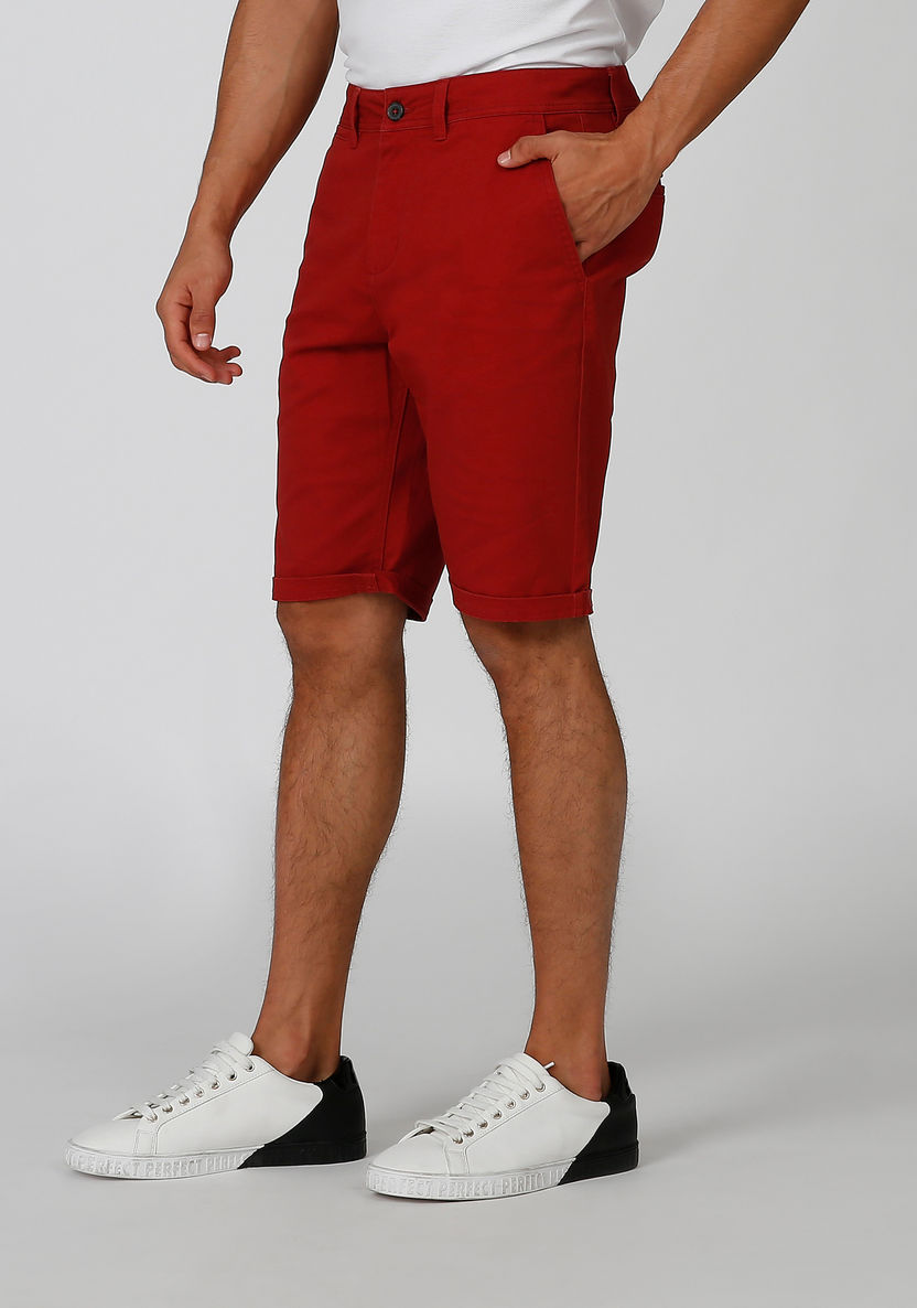 Slim Fit Sustainable Plain Mid Waist Shorts with Pocket Detail-Shorts-image-3