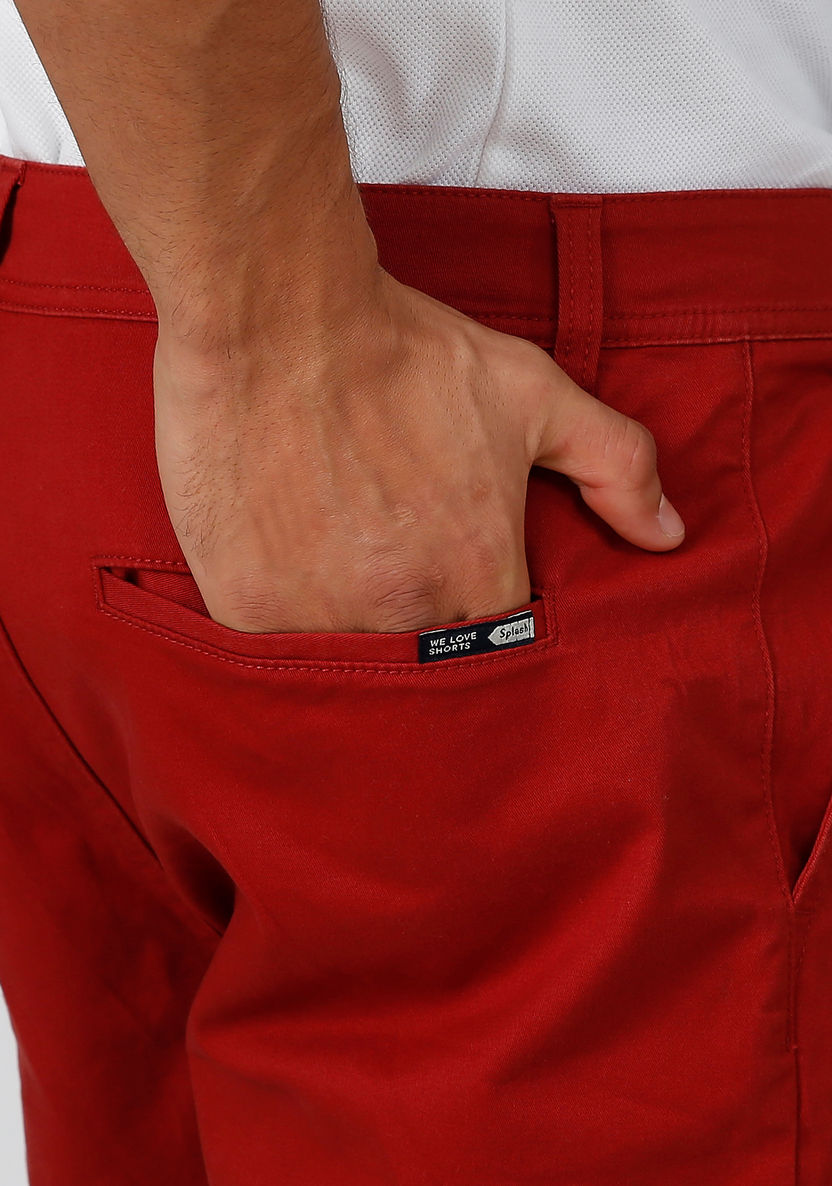 Slim Fit Sustainable Plain Mid Waist Shorts with Pocket Detail-Shorts-image-4