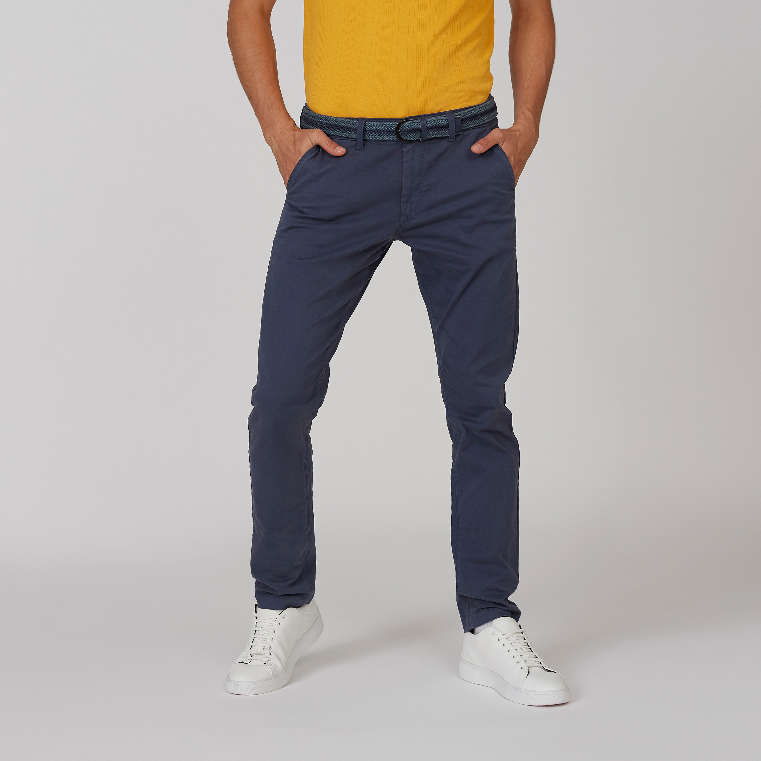 Full Length Plain Chinos with Pocket Detail and Belt Loops-men-clothing-bottoms-trousersandchinos-trousers-image-1