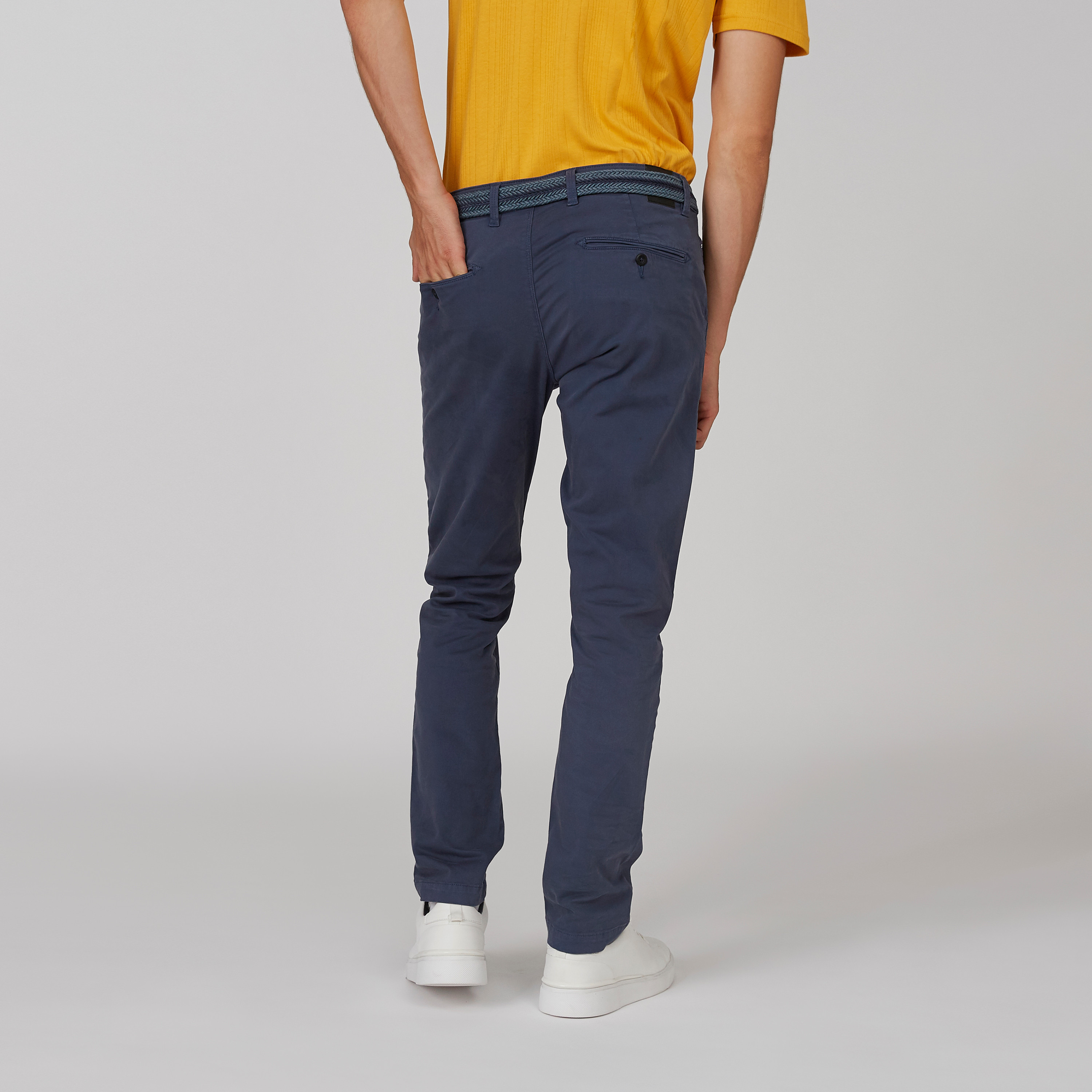 Full Length Plain Chinos with Pocket Detail and Belt Loops-men-clothing-bottoms-trousersandchinos-trousers-image-2