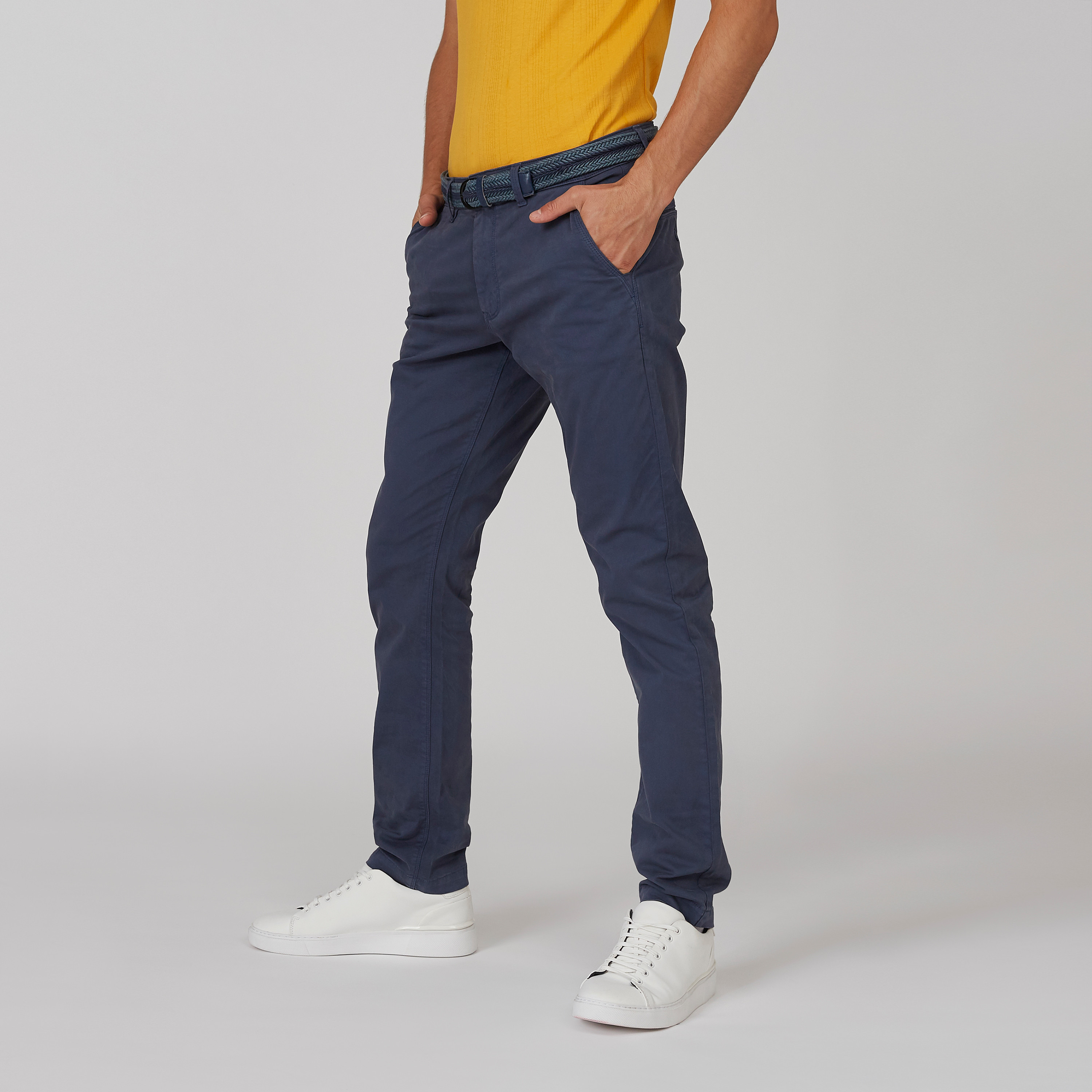 Full Length Plain Chinos with Pocket Detail and Belt Loops-men-clothing-bottoms-trousersandchinos-trousers-image-3