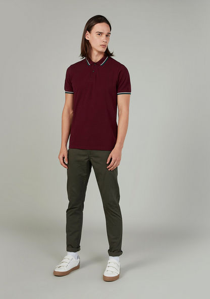Sustainable Slim Fit Plain Mid Waist Chinos with Pocket Detail