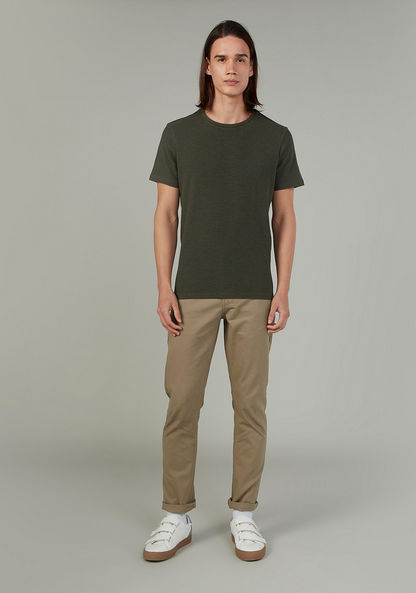 Sustainable Slim Fit Plain Mid Waist Chinos with Pocket Detail