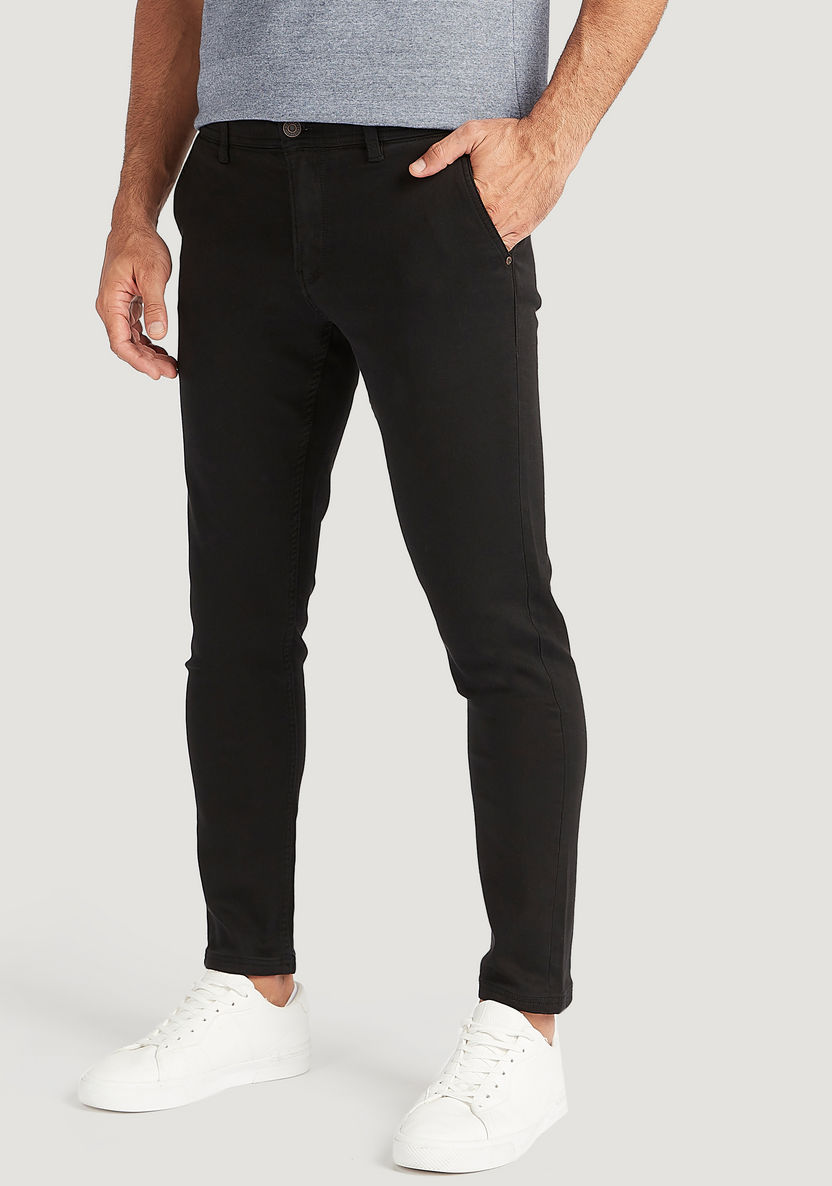 Solid Chino Pants with Button Closure and Pockets-Pants-image-0