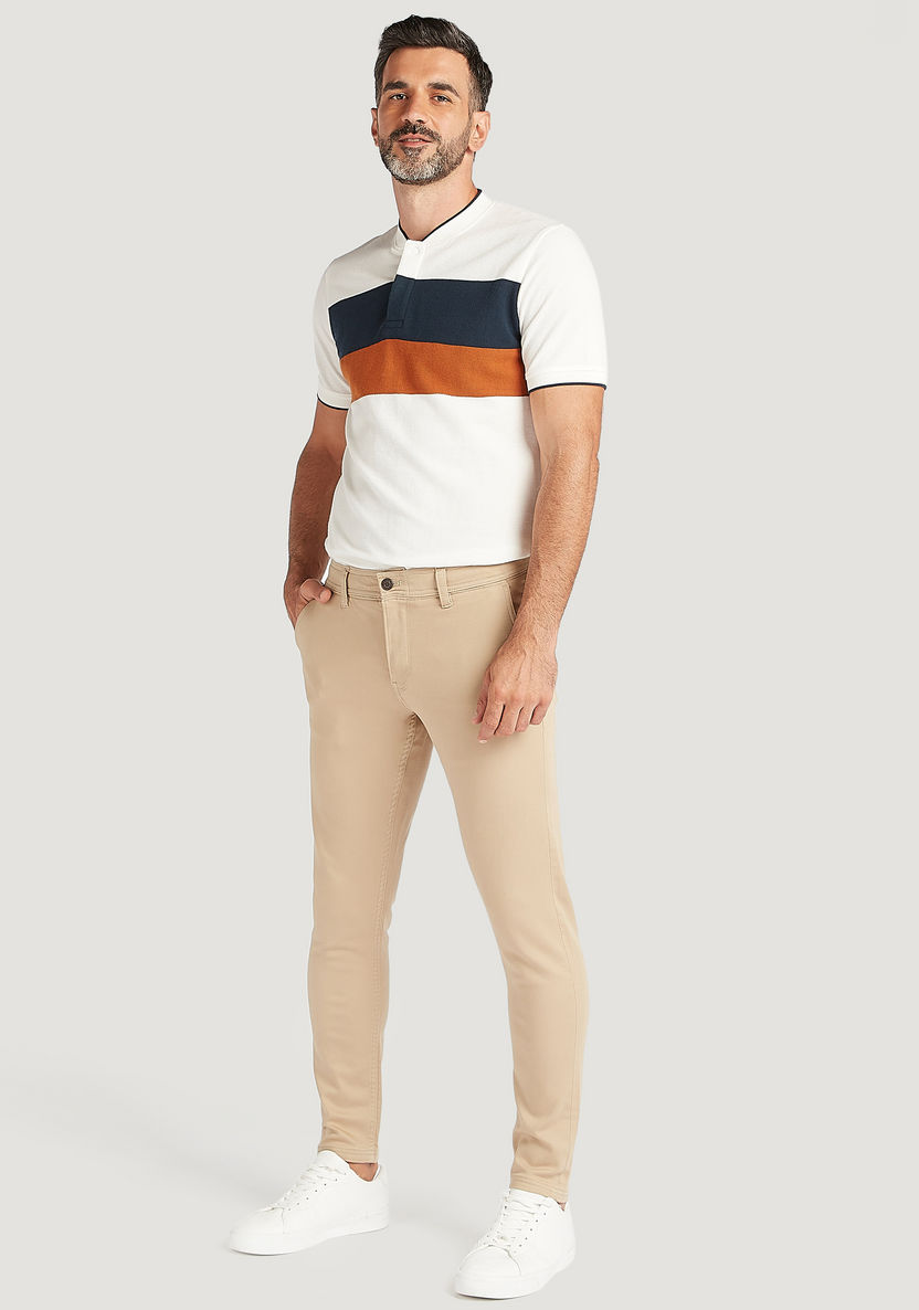 Solid Chino Pants with Button Closure and Pockets-Pants-image-1