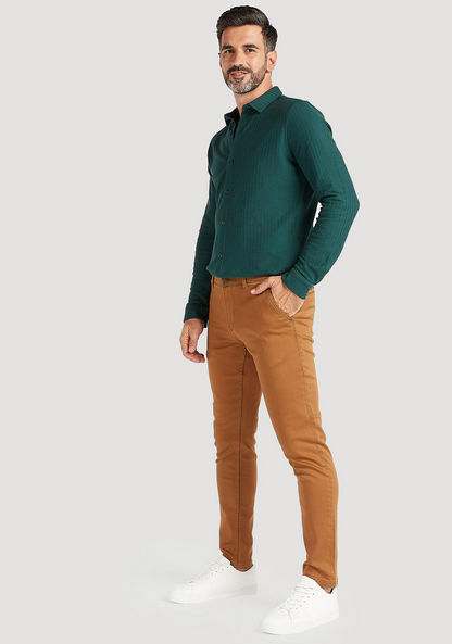 Solid Chino Pants with Button Closure and Pockets-Pants-image-1