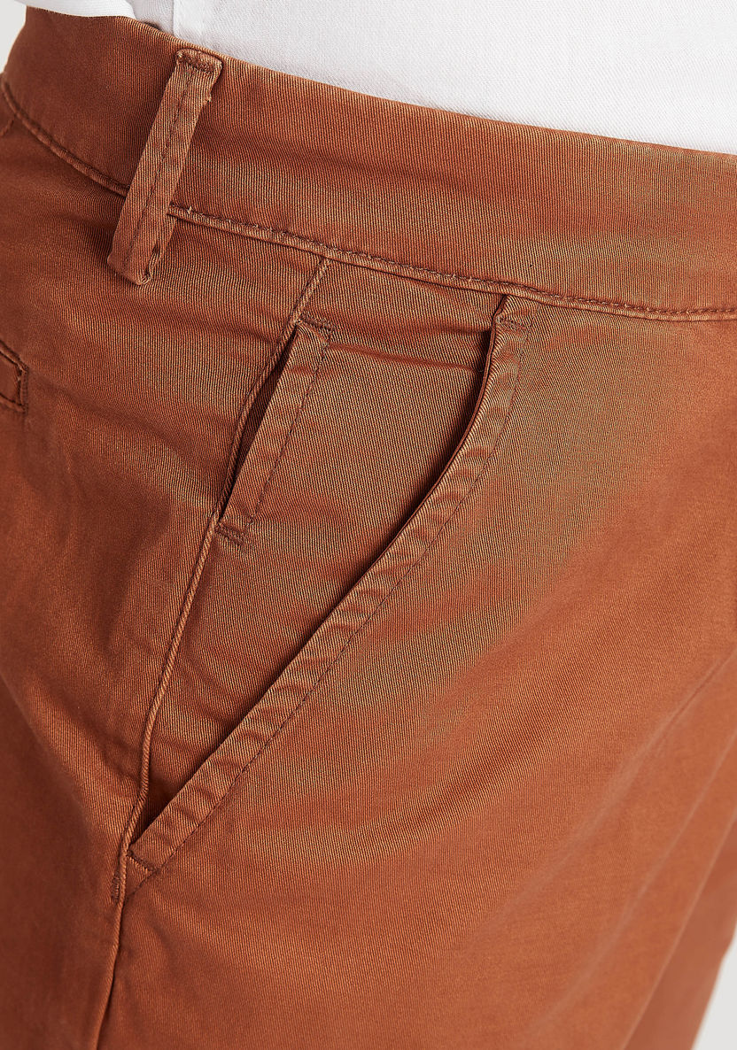 Solid Relaxed Fit Mid-Rise Chinos with Pockets and Button Closure-Chinos-image-2