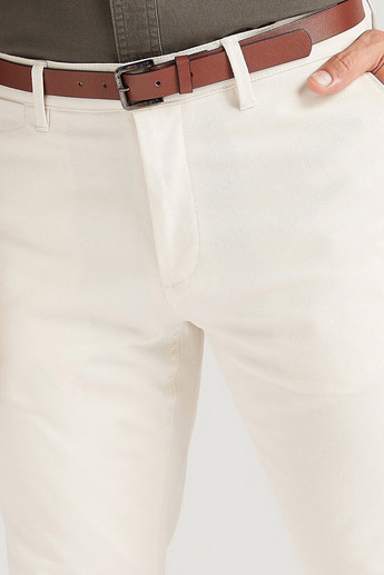 Sustainable Solid Full Length Chinos with Belt and Pockets