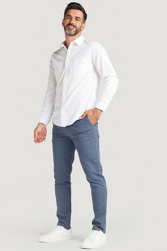 Sustainable Solid Full Length Chinos with Belt and Pockets