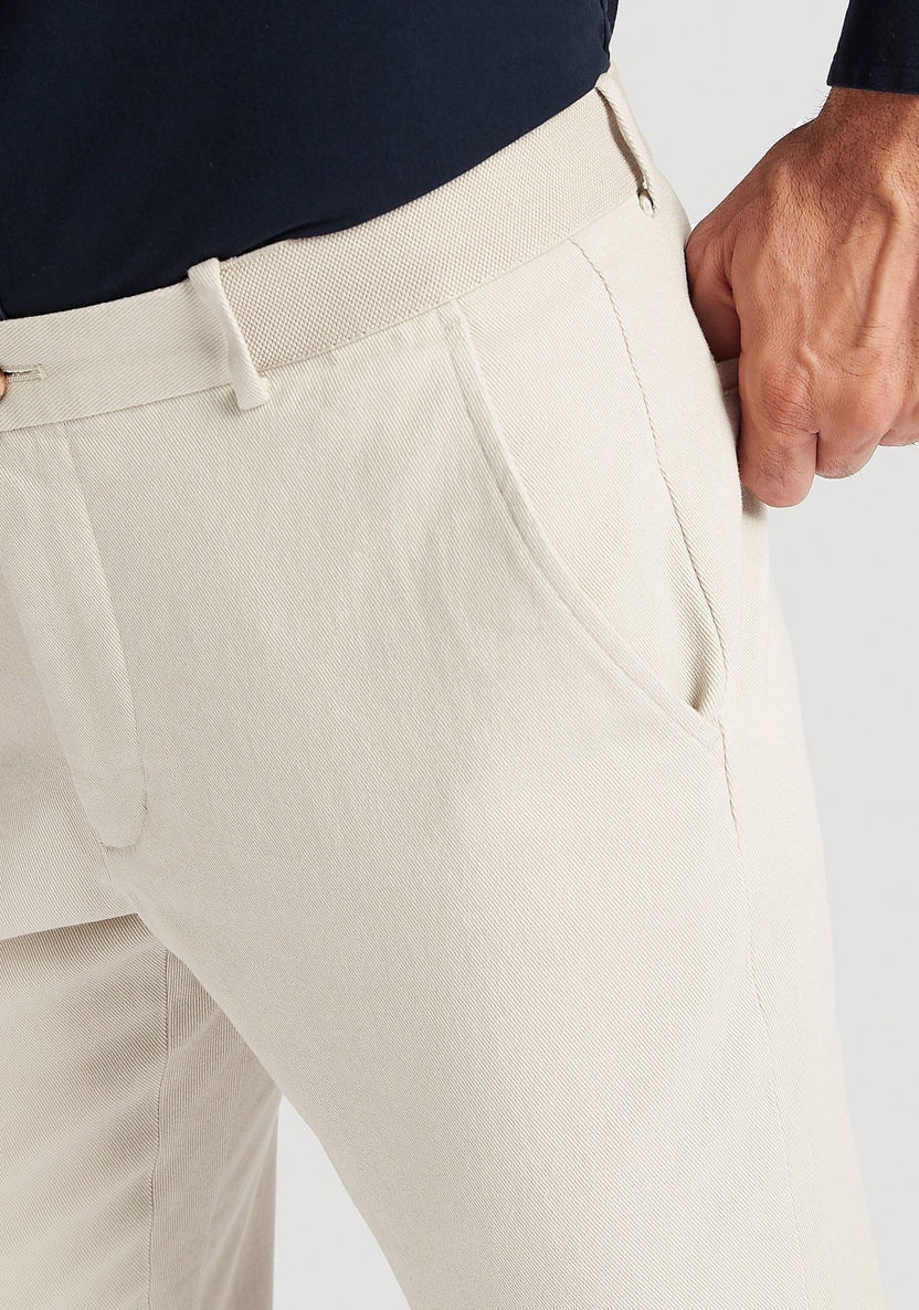 Solid Chino Pants with Button Closure and Pockets-Chinos-image-2
