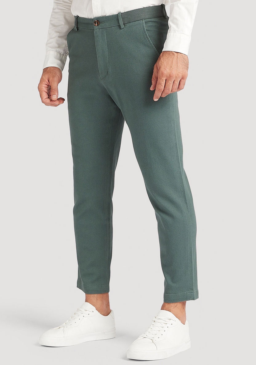 Solid Chino Pants with Button Closure and Pockets-Chinos-image-0