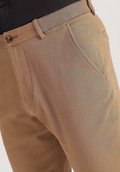 Solid Chino Pants with Button Closure and Pockets-Chinos-image-2