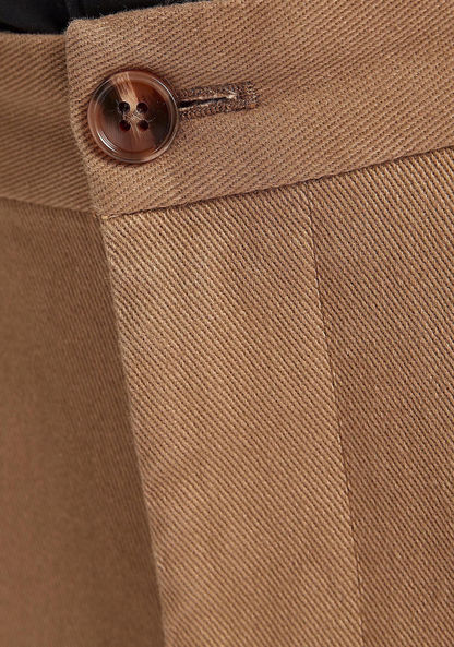 Solid Chino Pants with Button Closure and Pockets-Chinos-image-4