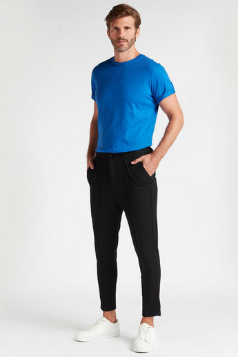 Sustainable Solid Cropped Chinos with Elasticated Waistband