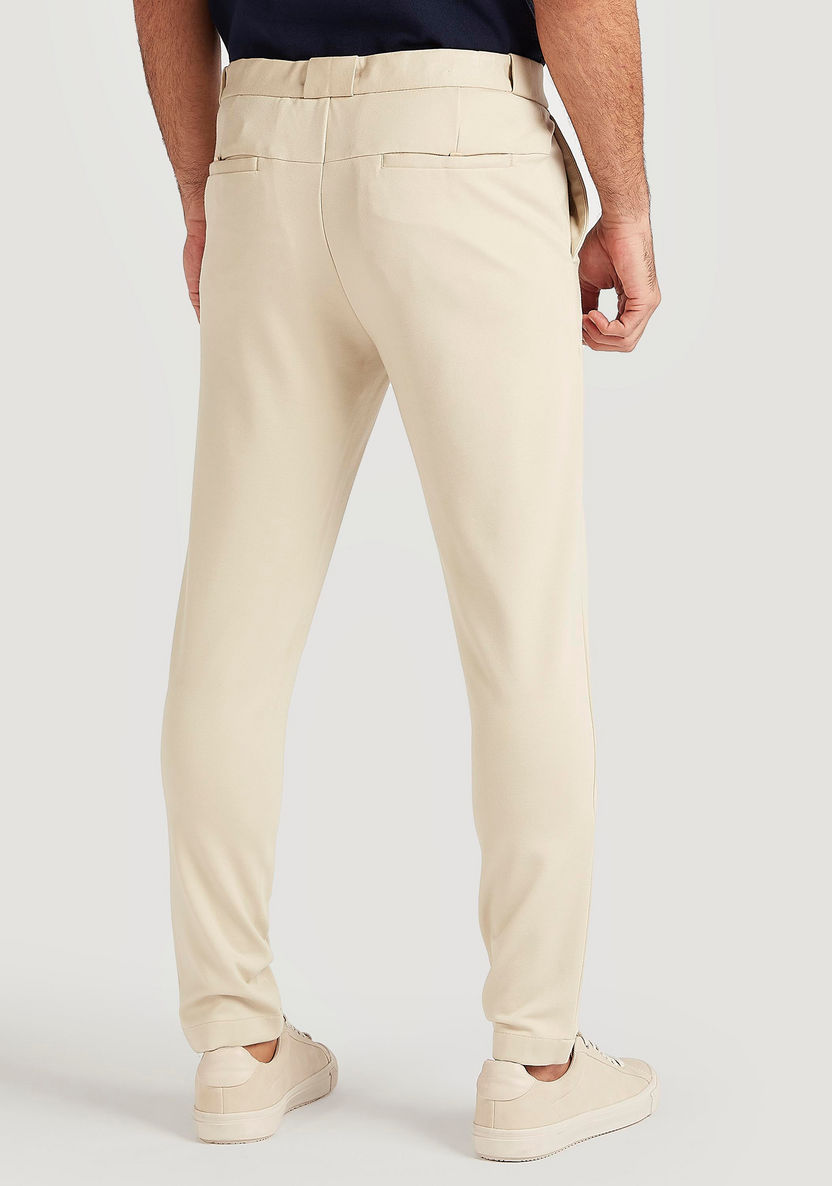Solid Slim Fit Mid-Rise Chinos with Button Closure and Pockets-Pants-image-3