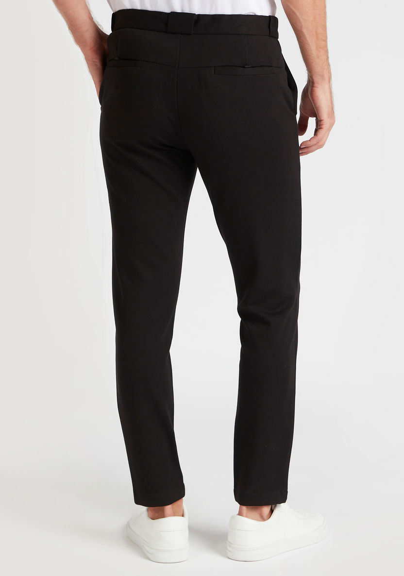 Solid Slim Fit Mid-Rise Chinos with Button Closure and Pockets-Pants-image-3