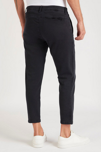 Sustainable Solid Skinny Fit Mid-Rise Chinos with Zipper Pockets