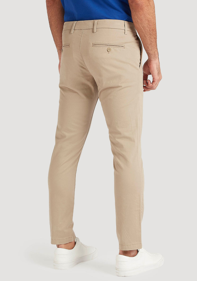 Solid Slim Fit Mid-Rise Chino Pants with Button Closure-Pants-image-3