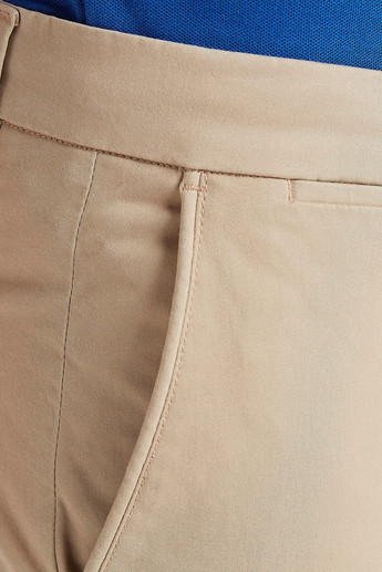 Sustainable Solid Slim Fit Mid-Rise Chinos with Button Closure