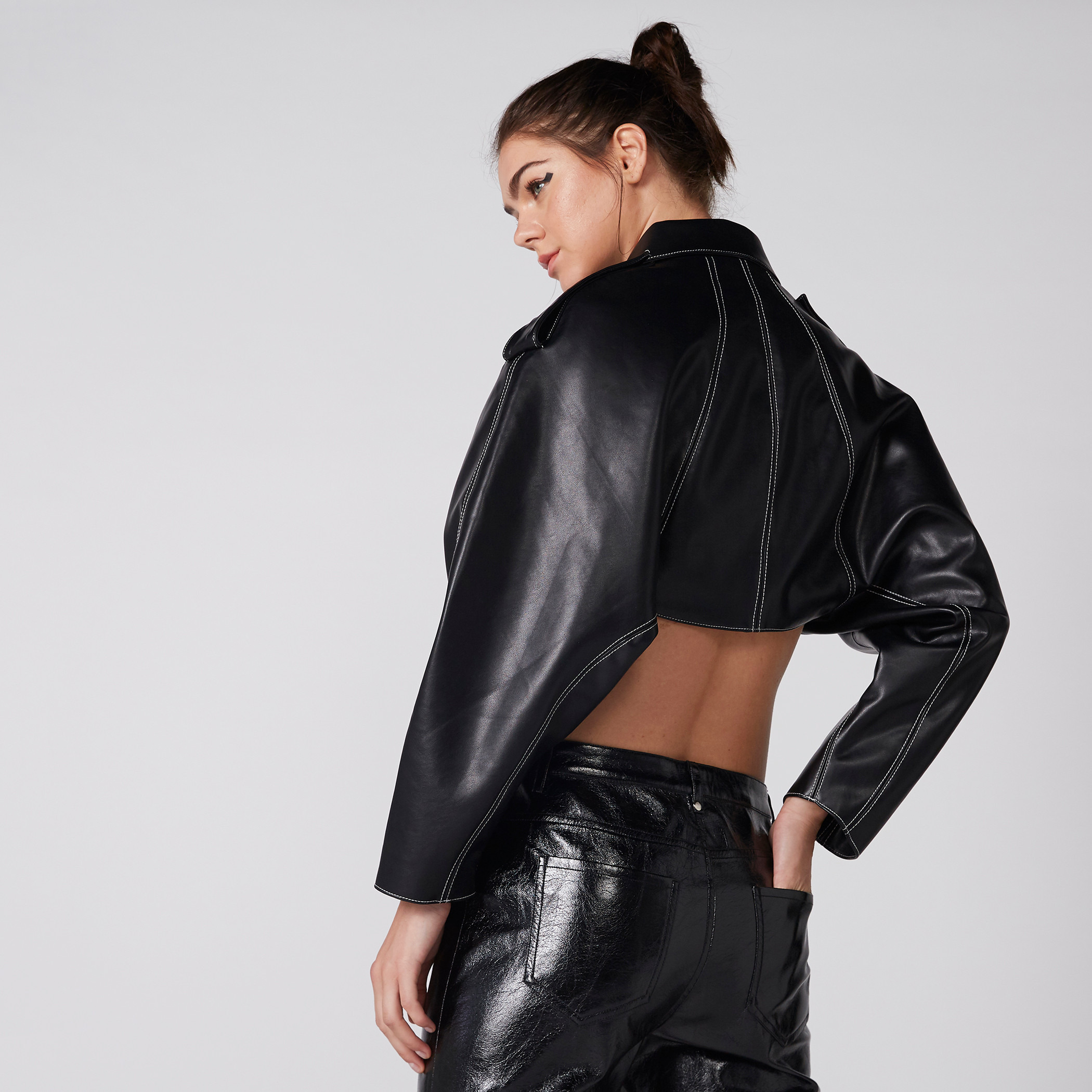Crop Jacket with Long Sleeves and Zip Closure-women-winterwear-coatsandjackets-jackets-image-3