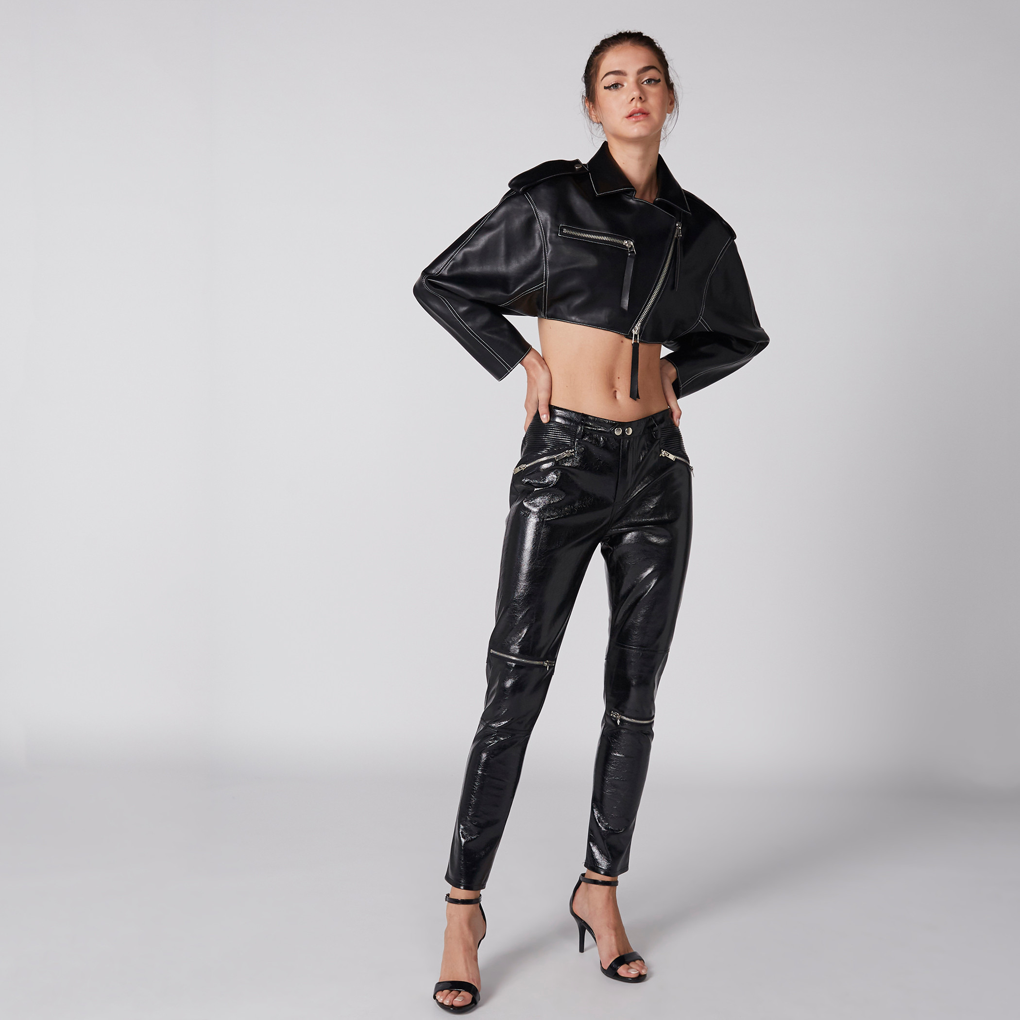 Crop Jacket with Long Sleeves and Zip Closure-women-winterwear-coatsandjackets-jackets-image-4