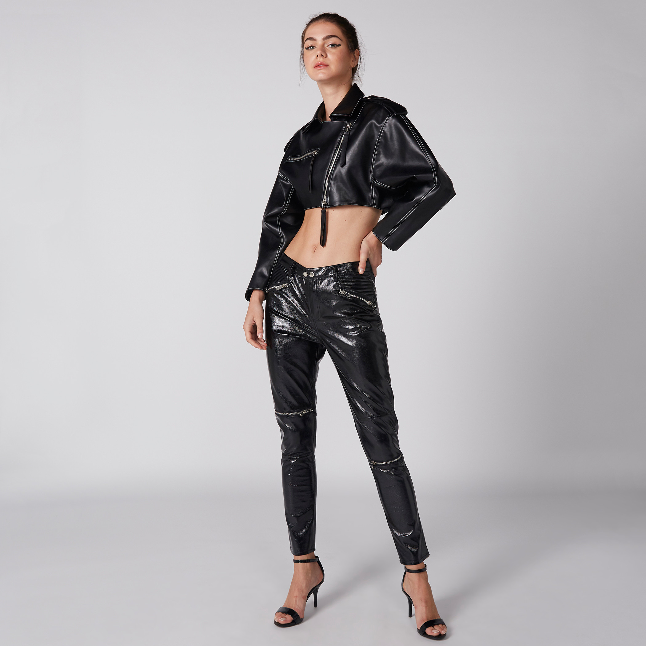 Crop Jacket with Long Sleeves and Zip Closure-women-winterwear-coatsandjackets-jackets-image-5