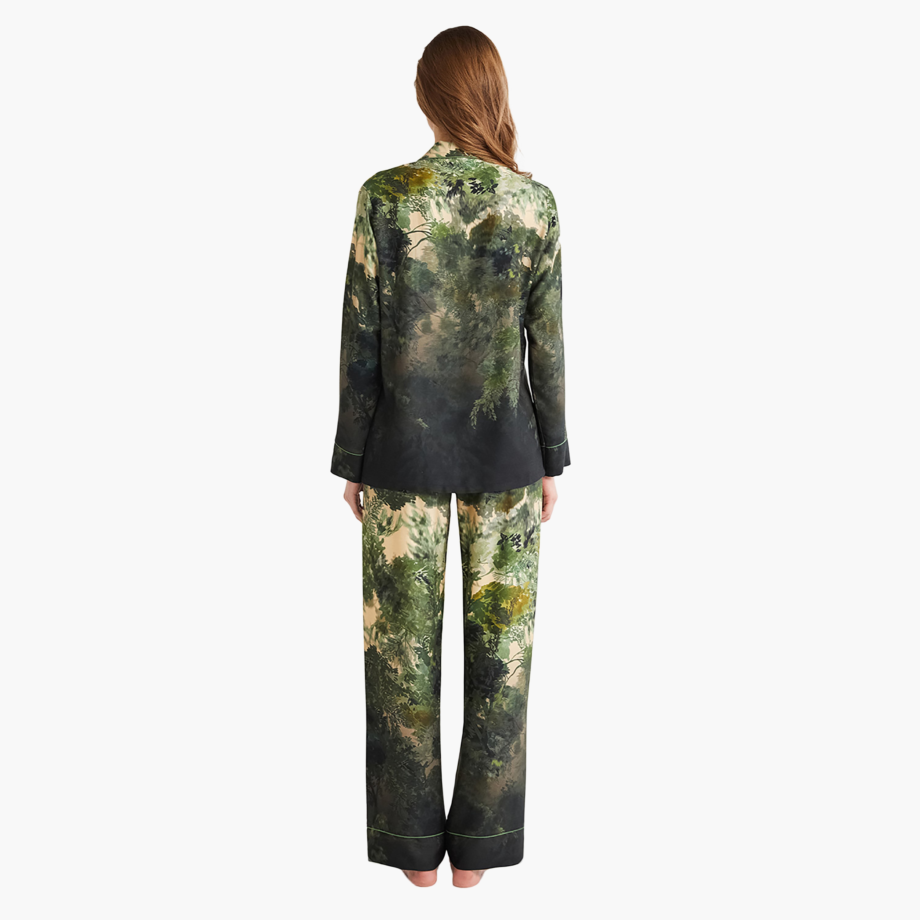 طقم بيجامة مع قميص داخلي بياقة كوبية مطبوعة وبيجامة نسائية من بيني موود-women-clothing-nightwear-pyjamas-longsets-image-3