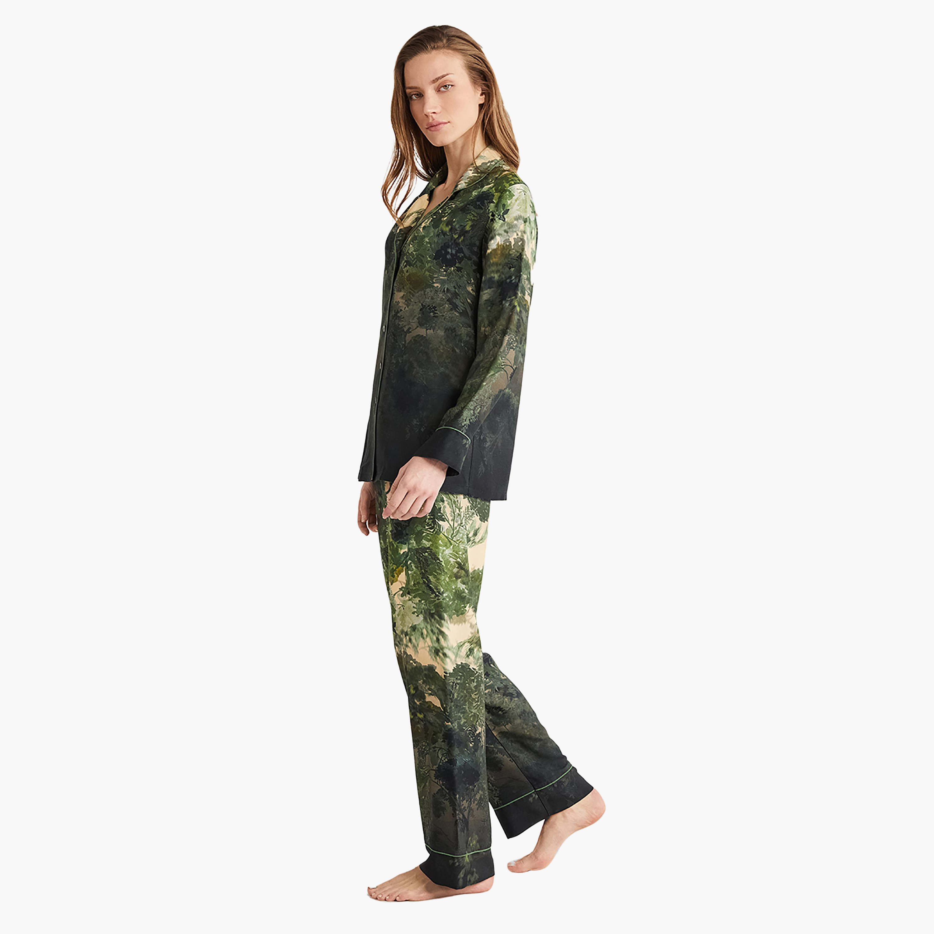 طقم بيجامة مع قميص داخلي بياقة كوبية مطبوعة وبيجامة نسائية من بيني موود-women-clothing-nightwear-pyjamas-longsets-image-4