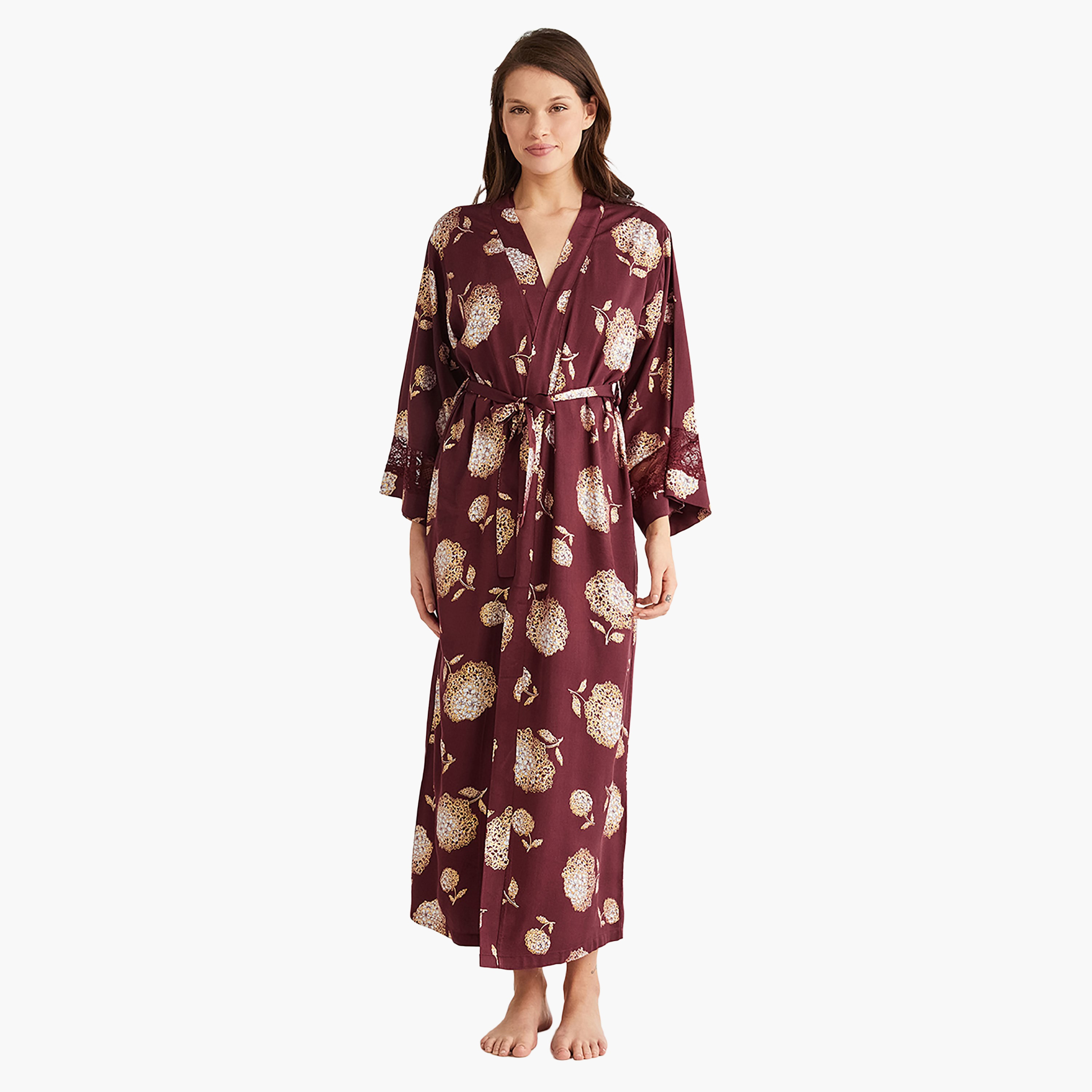 Penye Mood Robe Set with Floral Shoulder Strap Slip Dress and Women's Robe-women-clothing-nightwear-pyjamas-longsets-image-1
