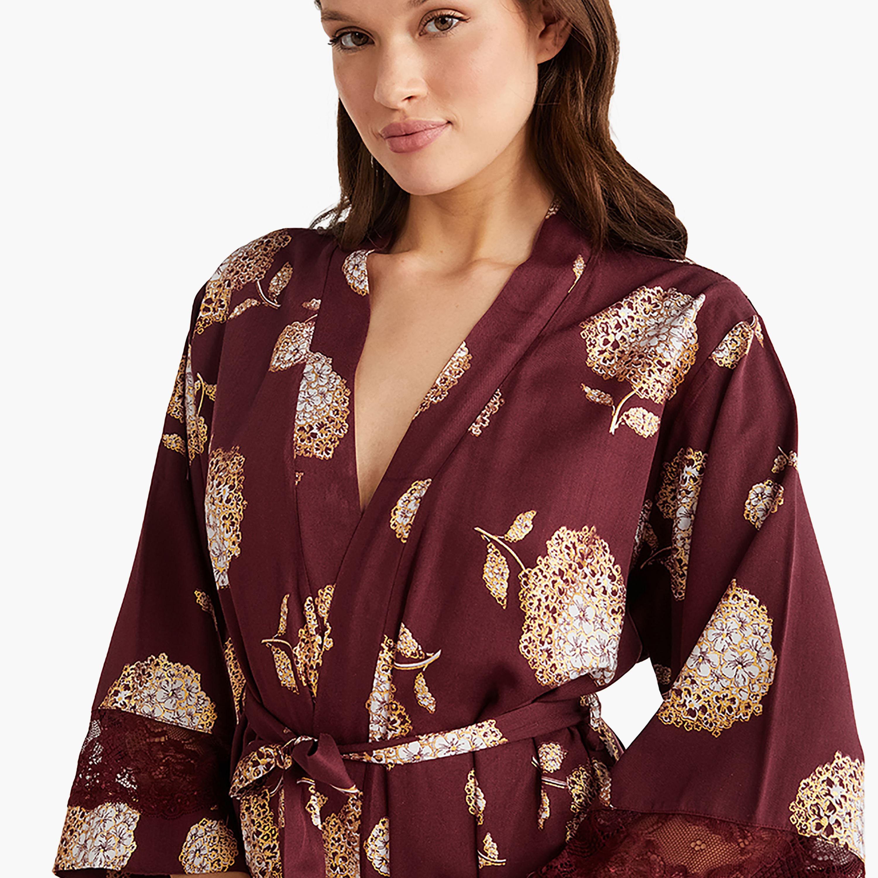 Penye Mood Robe Set with Floral Shoulder Strap Slip Dress and Women's Robe-women-clothing-nightwear-pyjamas-longsets-image-2