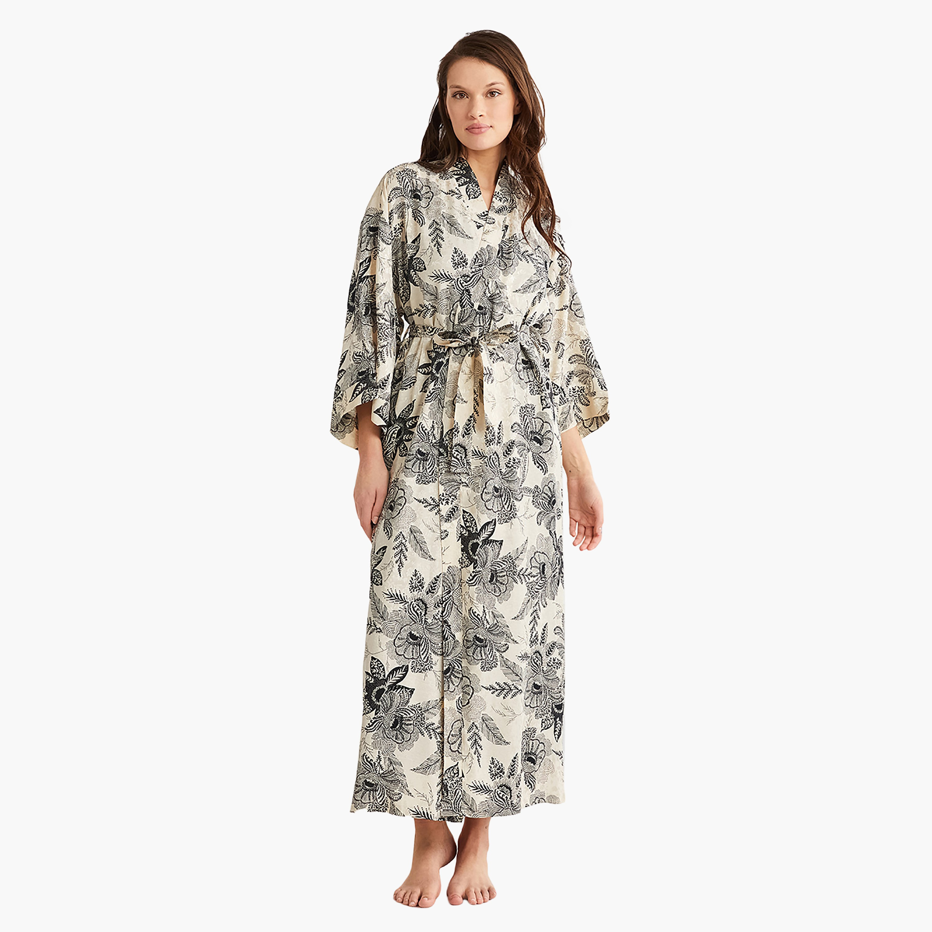 طقم رداء مع فستان منزلق بحزام كتف مزهر ورداء نسائي من بيني موود-women-clothing-nightwear-pyjamas-longsets-image-1